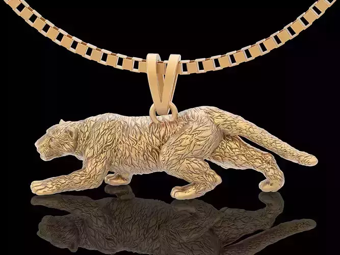 Panther pendant  gold printable jewelry 3D model