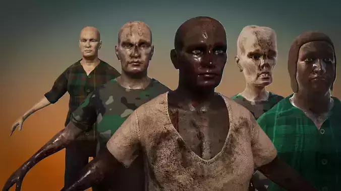 Modular enemy character with animations and morphs Low-poly 3D model