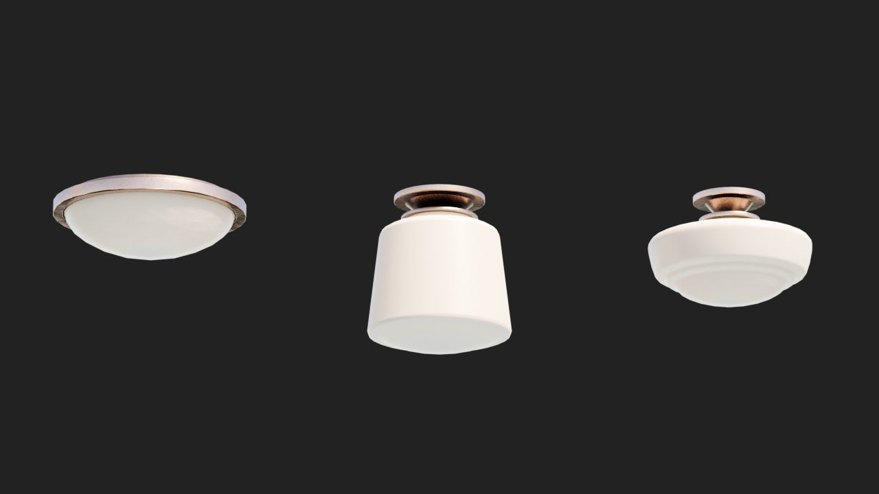 Flush Mount Lights Pack - Copper Edition Low-poly 3D model_1
