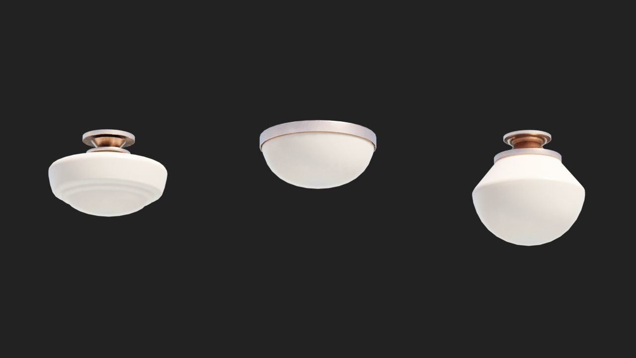 Flush Mount Lights Pack - Copper Edition Low-poly 3D model_2