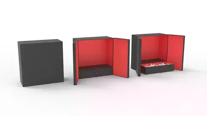 Crinkle Paper Vertical Double Doors Box with Drawer 3D model