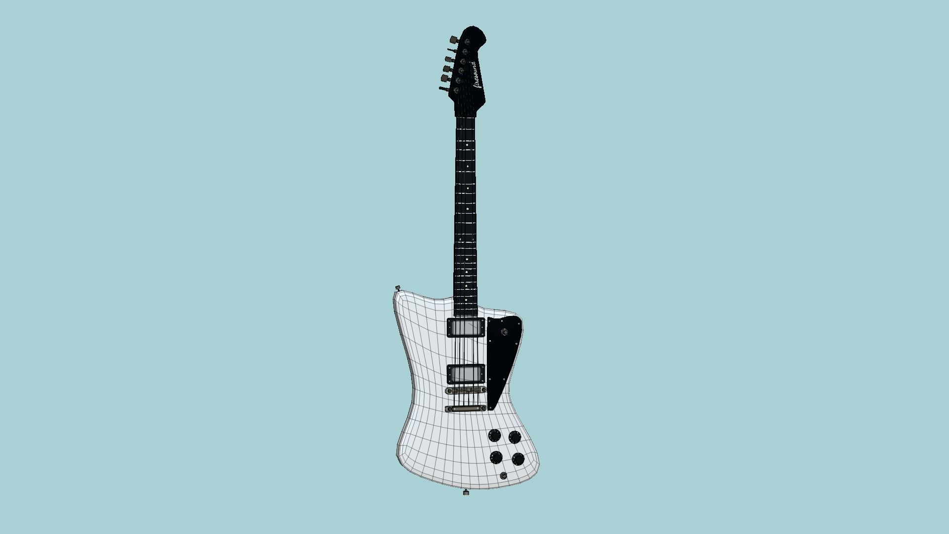 Electric Guitar G02 White - Music Instrument Design Low-poly 3D model_6