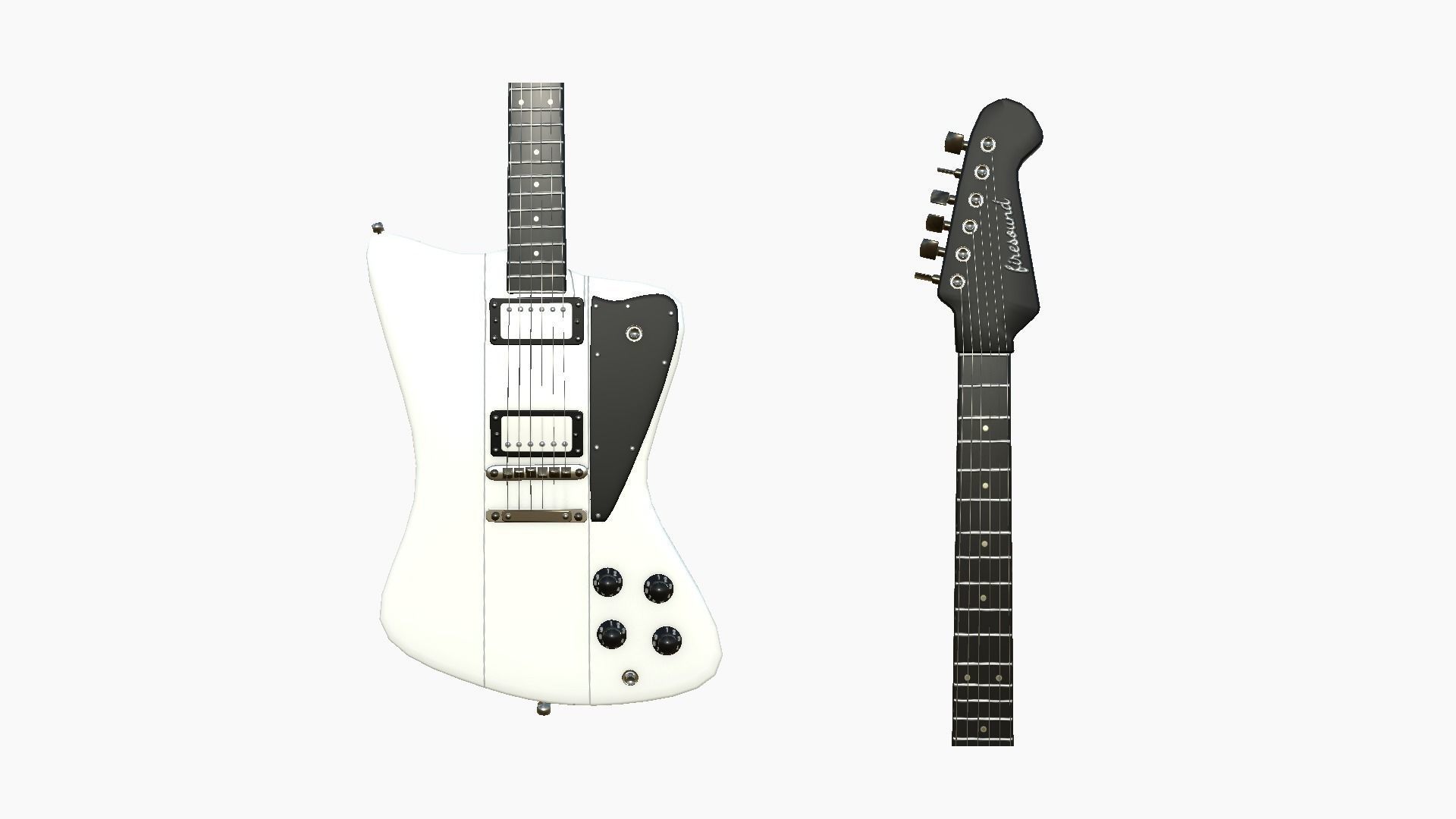 Electric Guitar G02 White - Music Instrument Design Low-poly 3D model_4