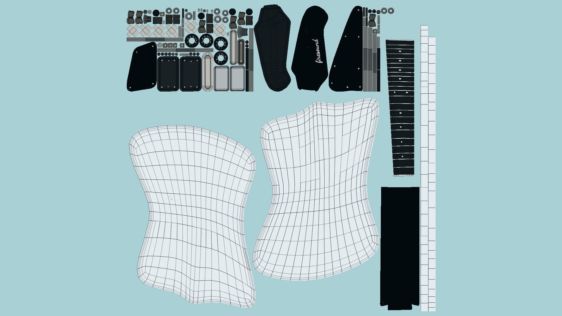 Electric Guitar G02 White - Music Instrument Design Low-poly 3D model_5