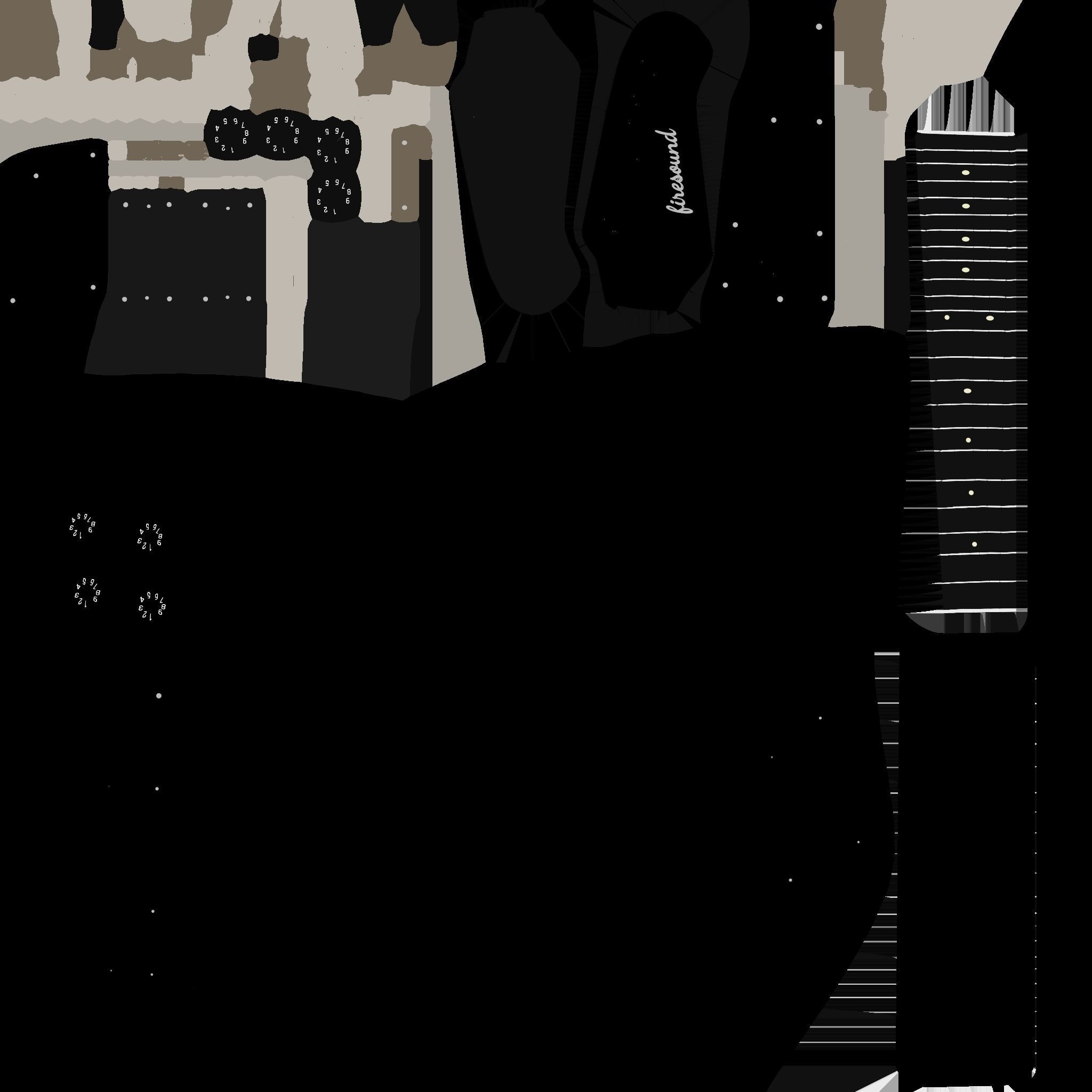 Electric Guitar G03 Black - Music Instrument Design Low-poly 3D model_18