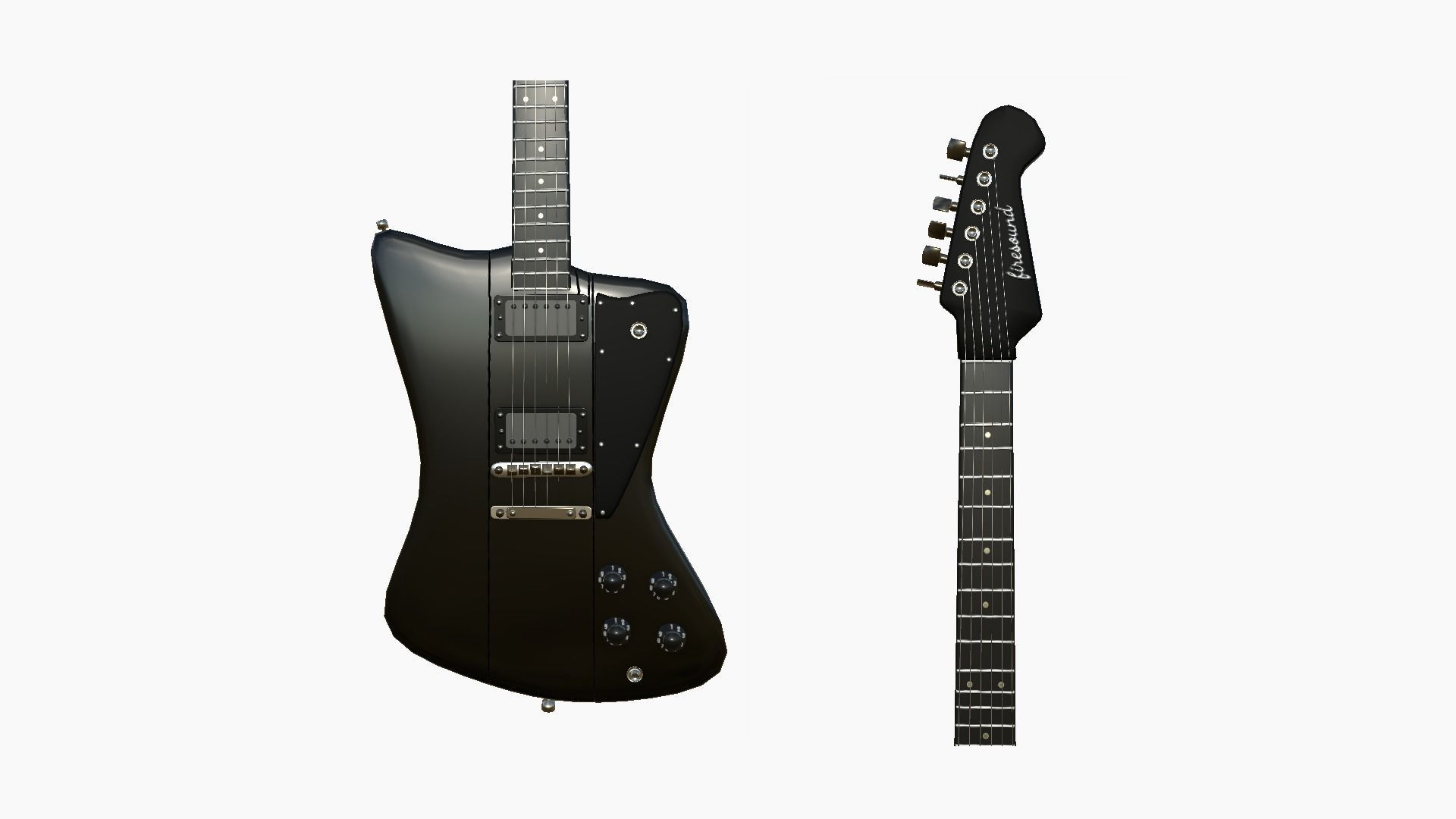 Electric Guitar G03 Black - Music Instrument Design Low-poly 3D model_4