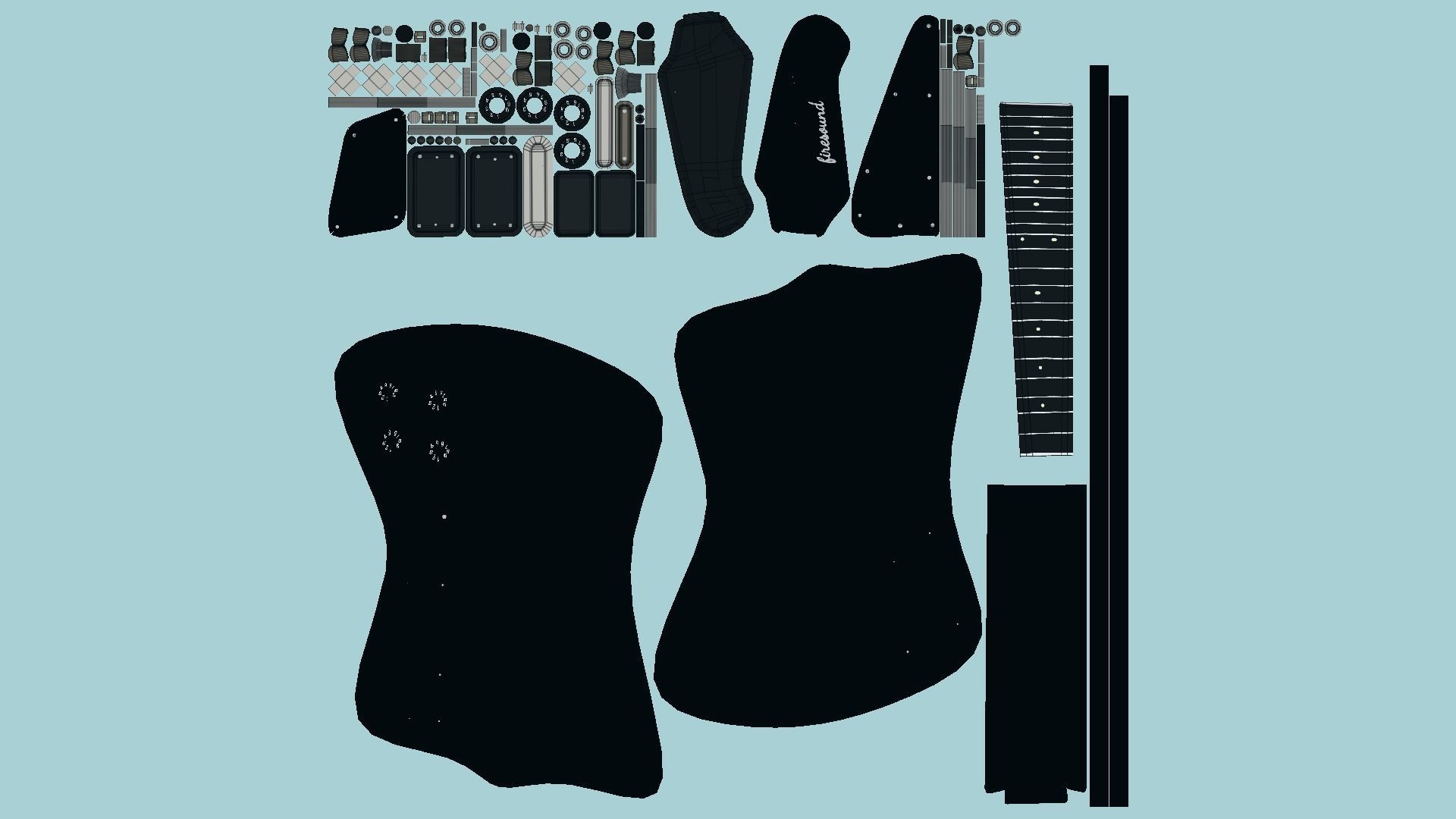 Electric Guitar G03 Black - Music Instrument Design Low-poly 3D model_5