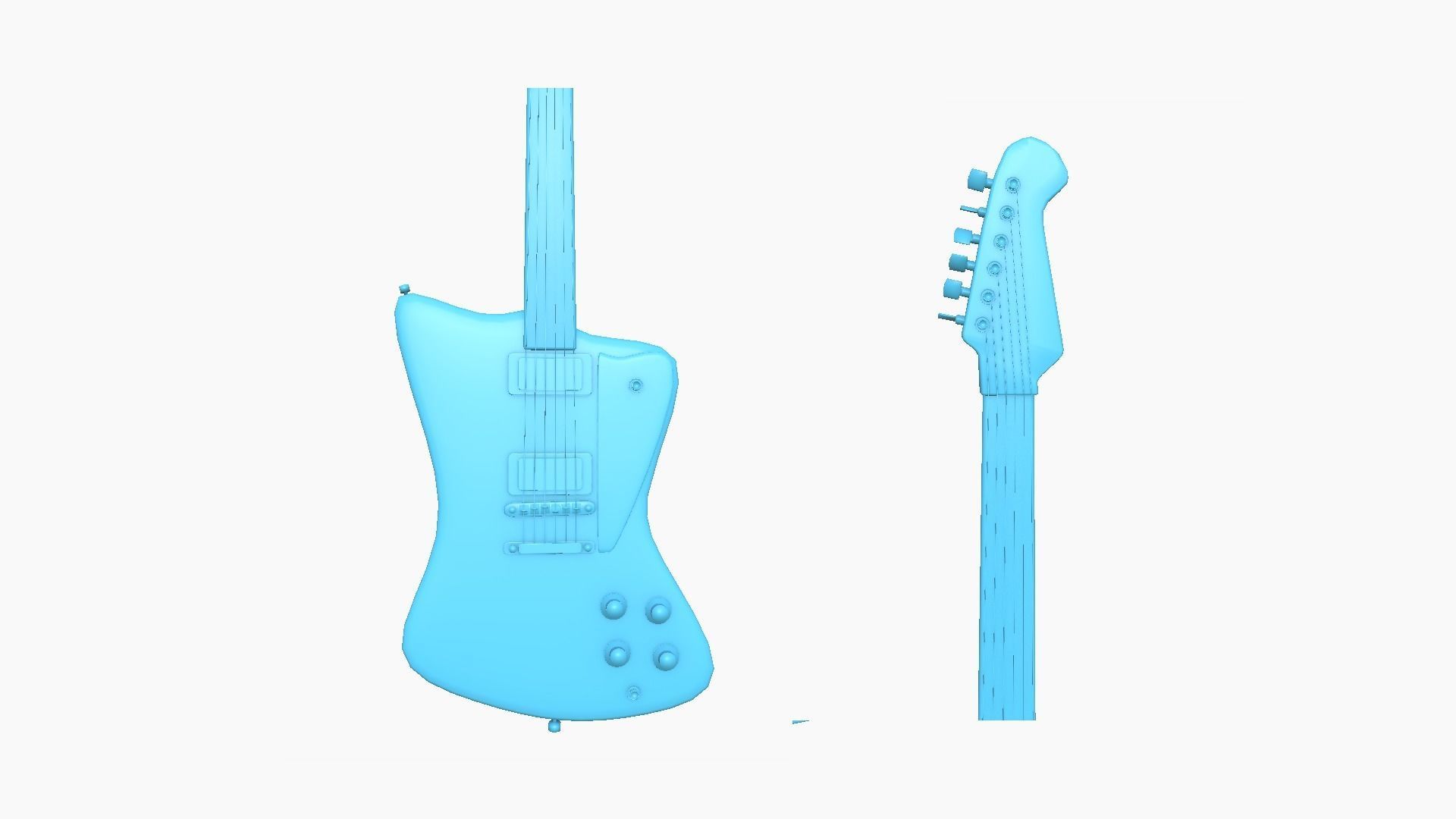 Electric Guitar G04 Light Blue - Music Instrument Design Low-poly 3D model_10