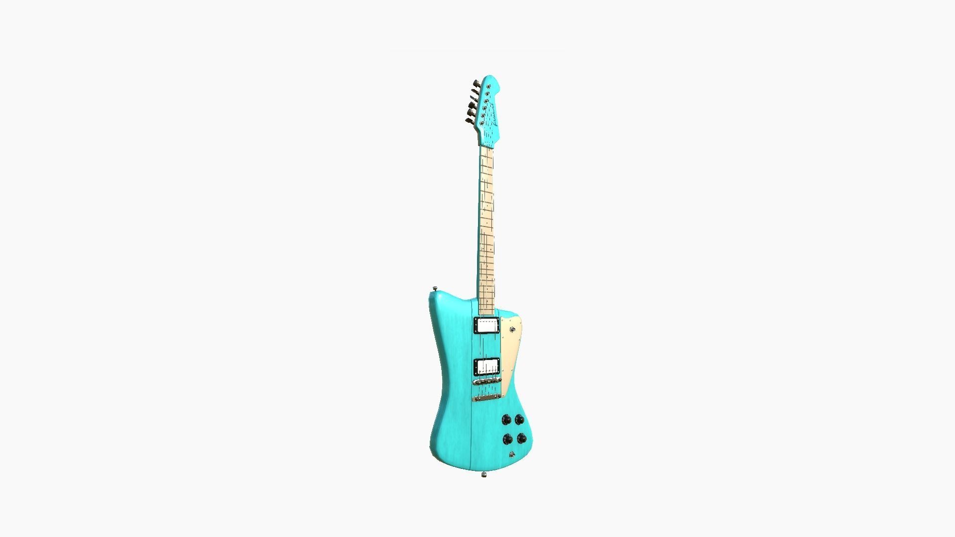 Electric Guitar G04 Light Blue - Music Instrument Design Low-poly 3D model_1