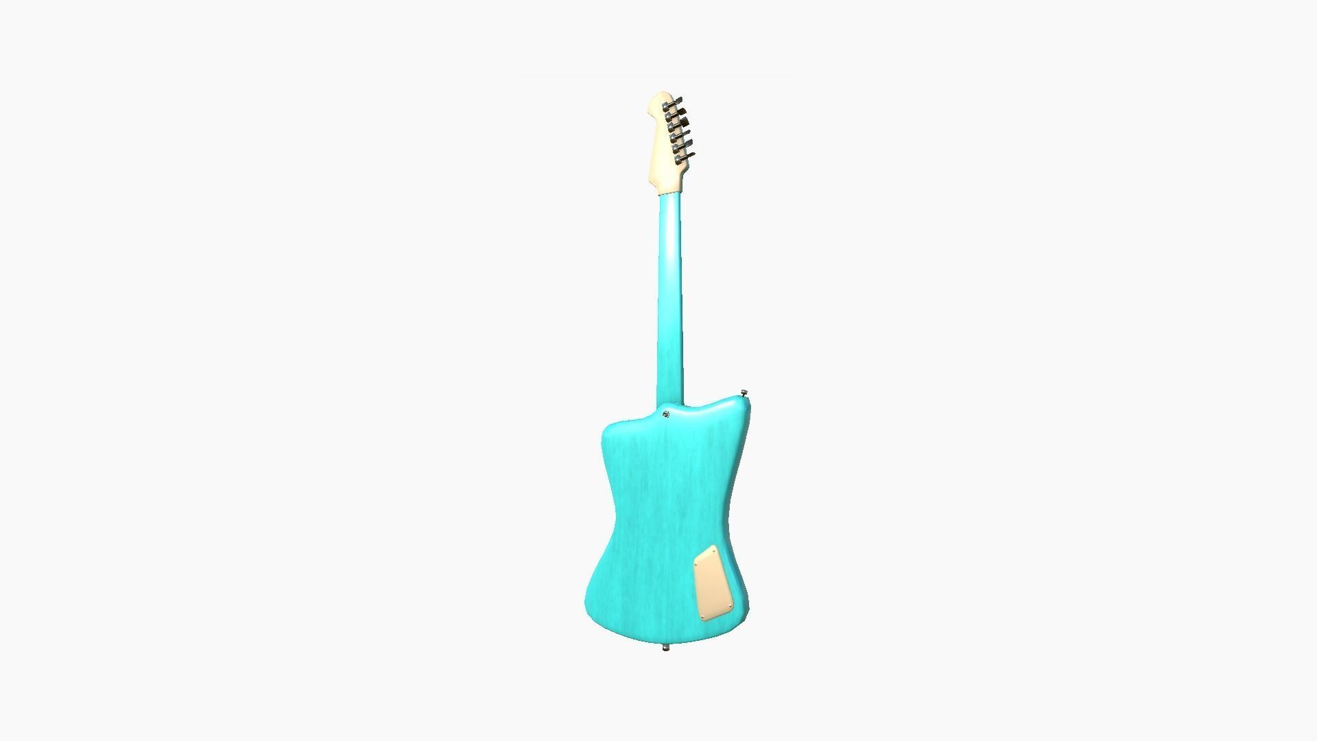 Electric Guitar G04 Light Blue - Music Instrument Design Low-poly 3D model_2