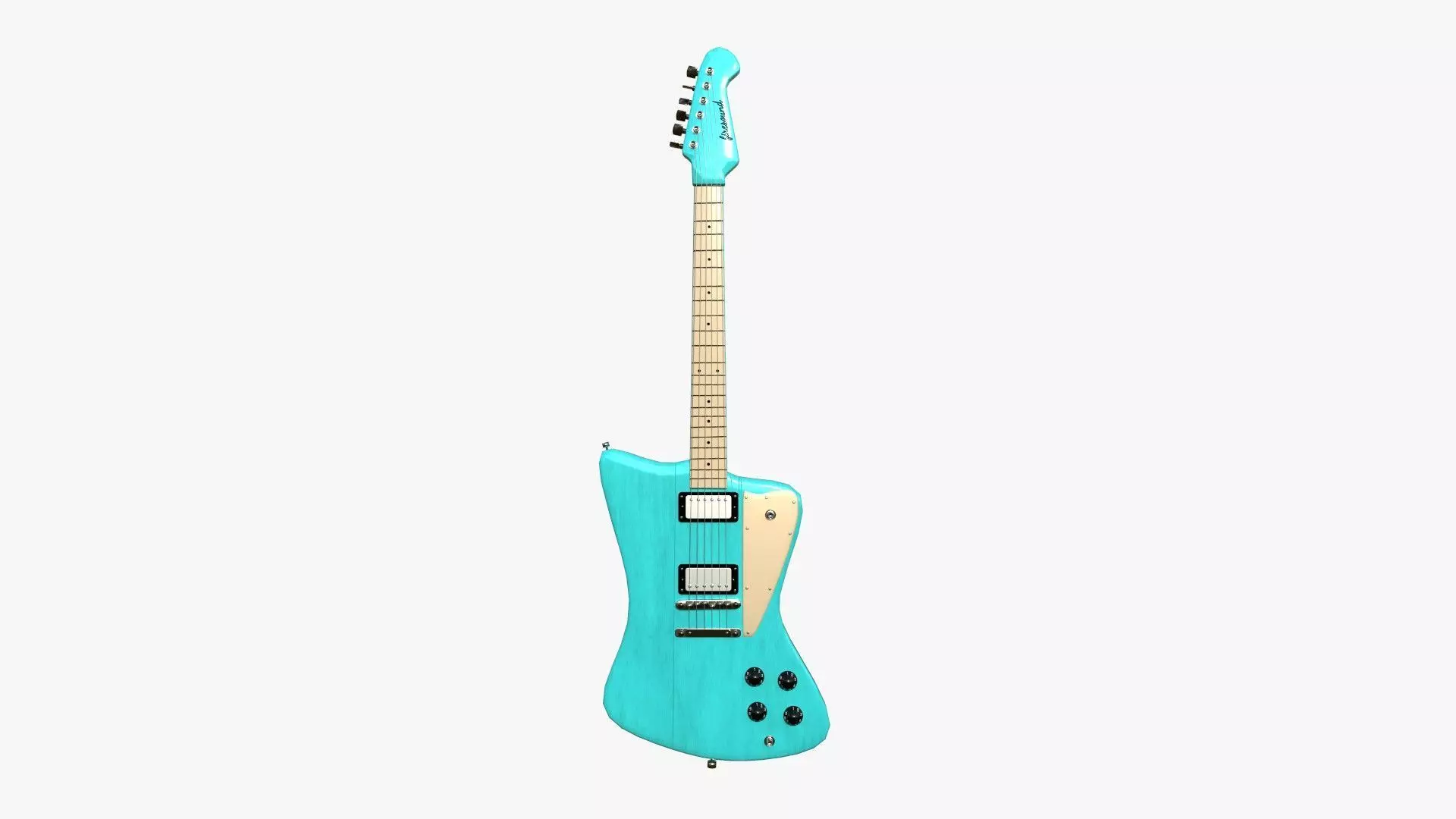 Electric Guitar G04 Light Blue - Music Instrument Design Low-poly 3D model_0