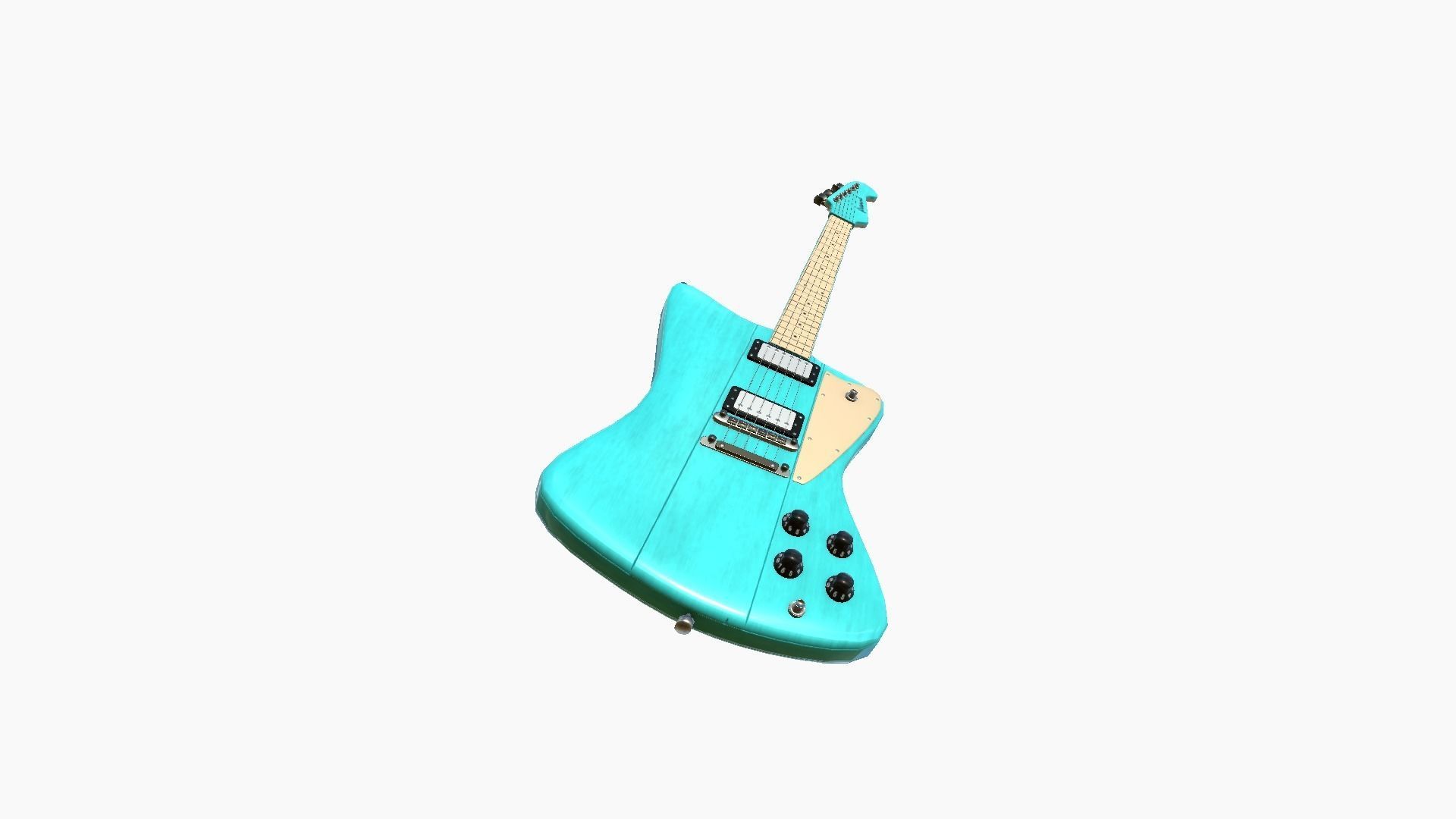 Electric Guitar G04 Light Blue - Music Instrument Design Low-poly 3D model_3