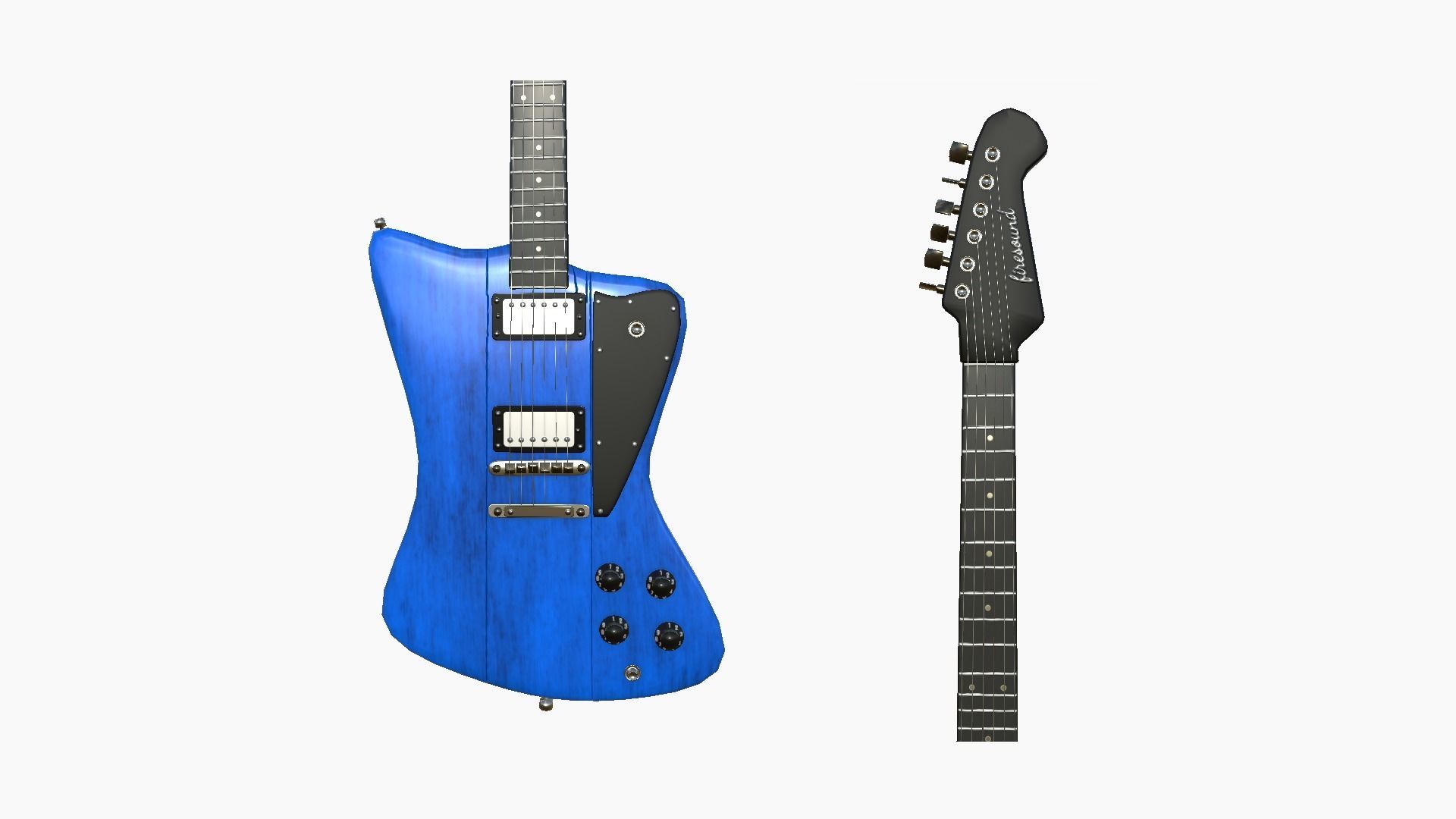 Electric Guitar G05 Dark Blue - Music Instrument Design Low-poly 3D model_4