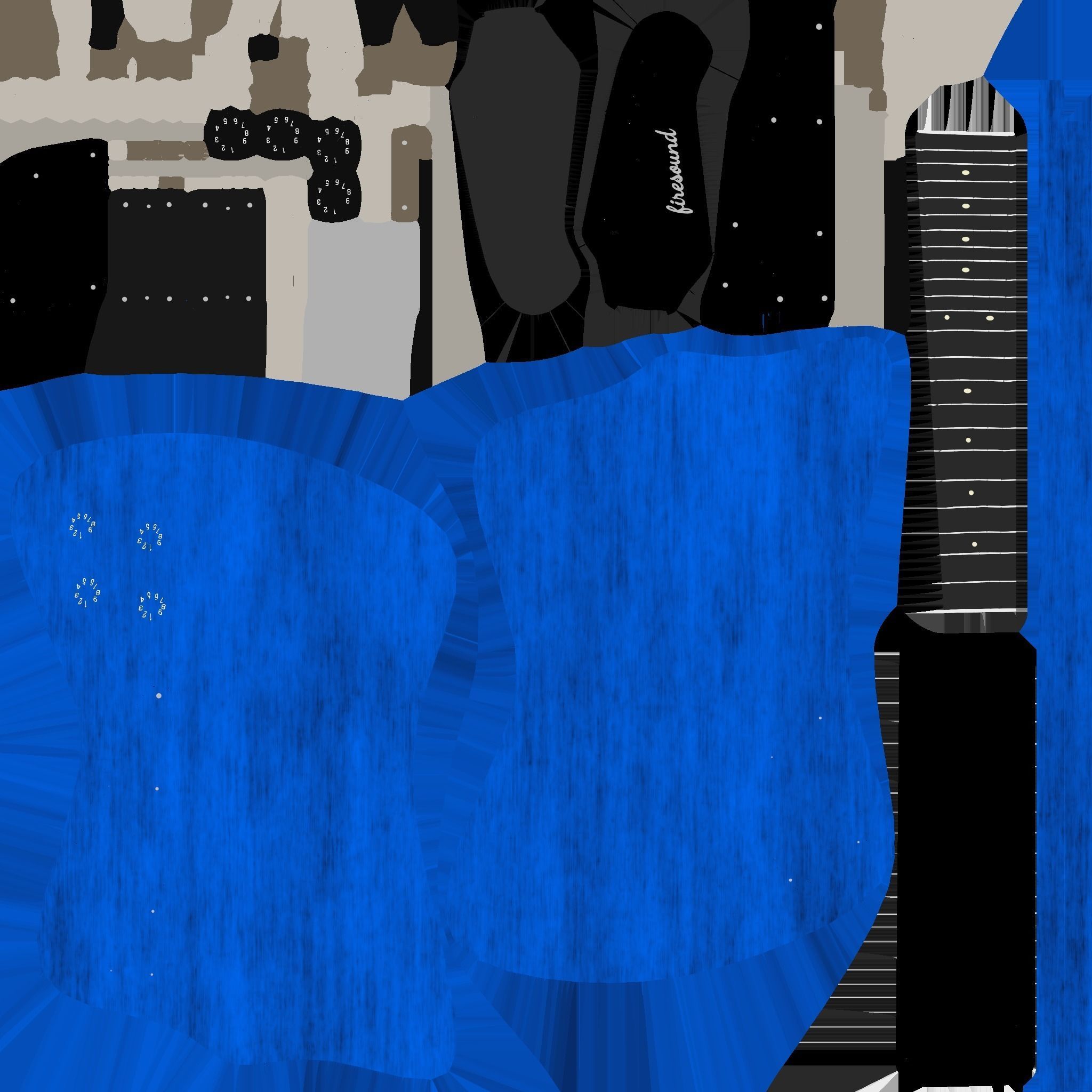 Electric Guitar G05 Dark Blue - Music Instrument Design Low-poly 3D model_18