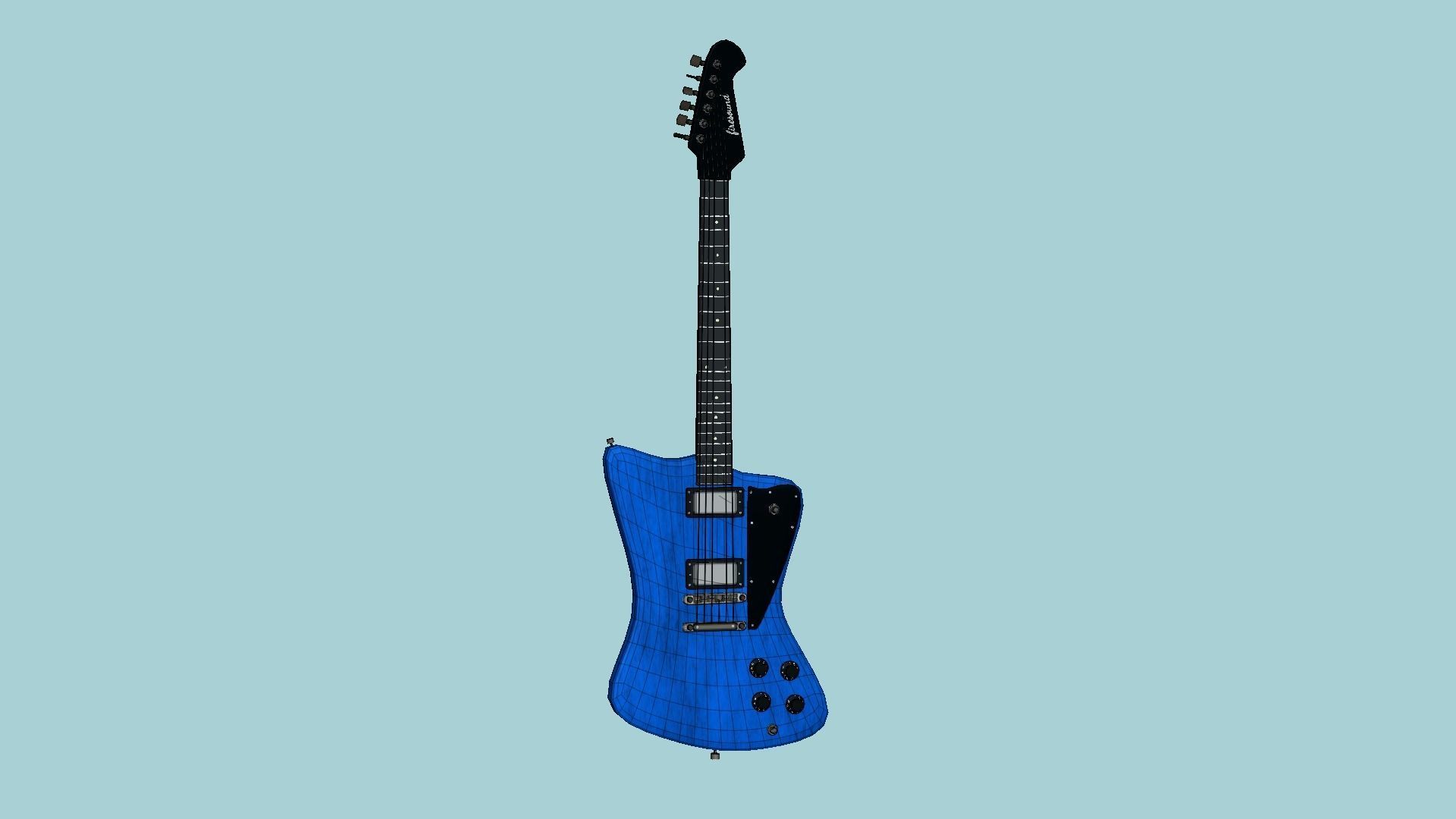 Electric Guitar G05 Dark Blue - Music Instrument Design Low-poly 3D model_6