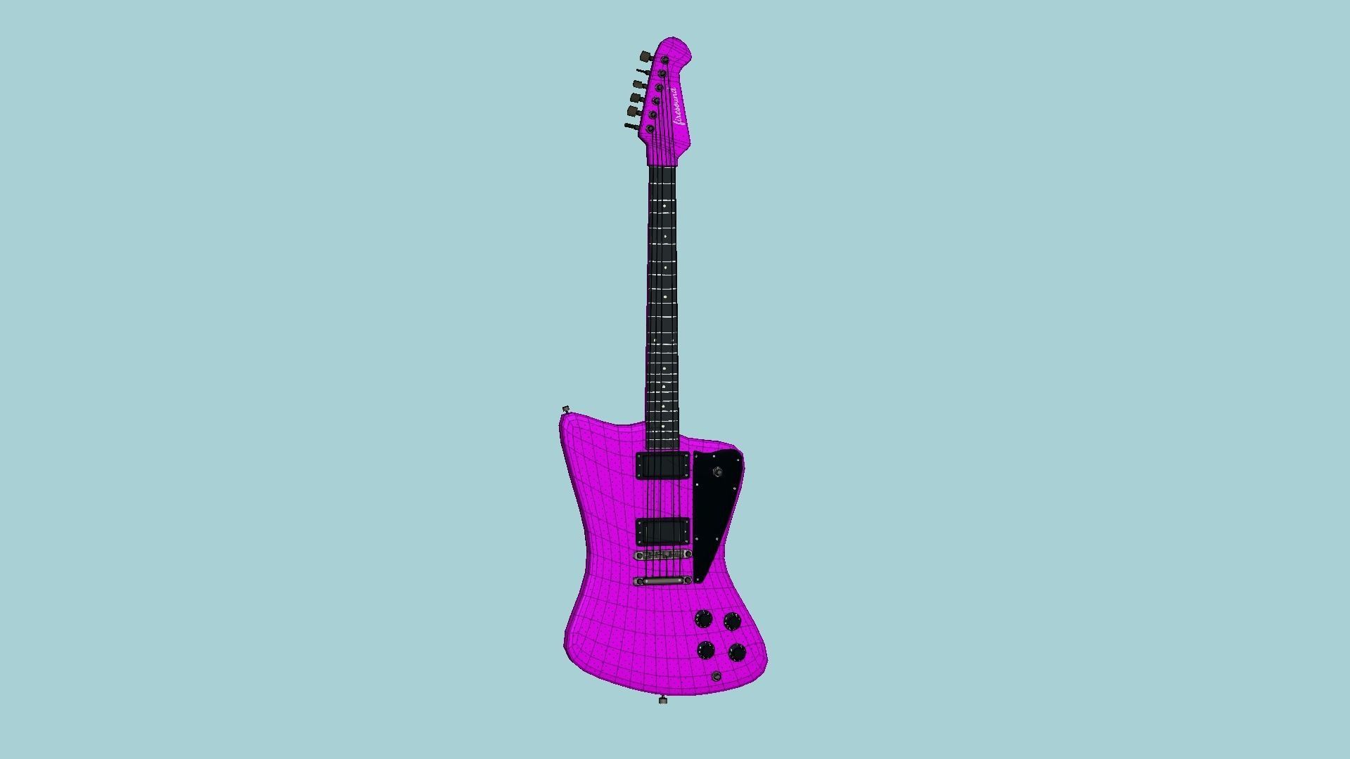 Electric Guitar G06 Pink - Music Instrument Design Low-poly 3D model_6