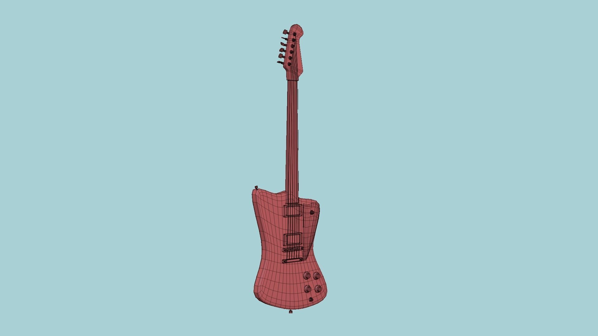 Electric Guitar G06 Pink - Music Instrument Design Low-poly 3D model_13