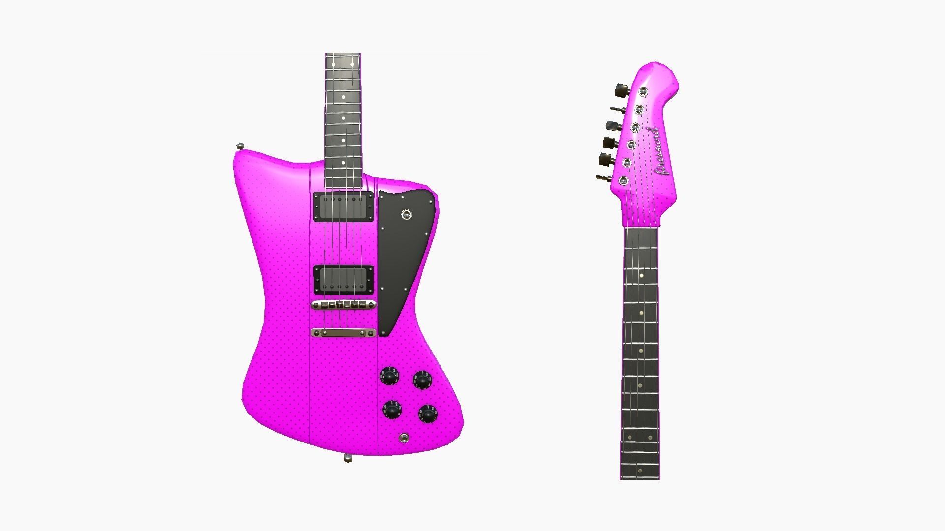 Electric Guitar G06 Pink - Music Instrument Design Low-poly 3D model_4