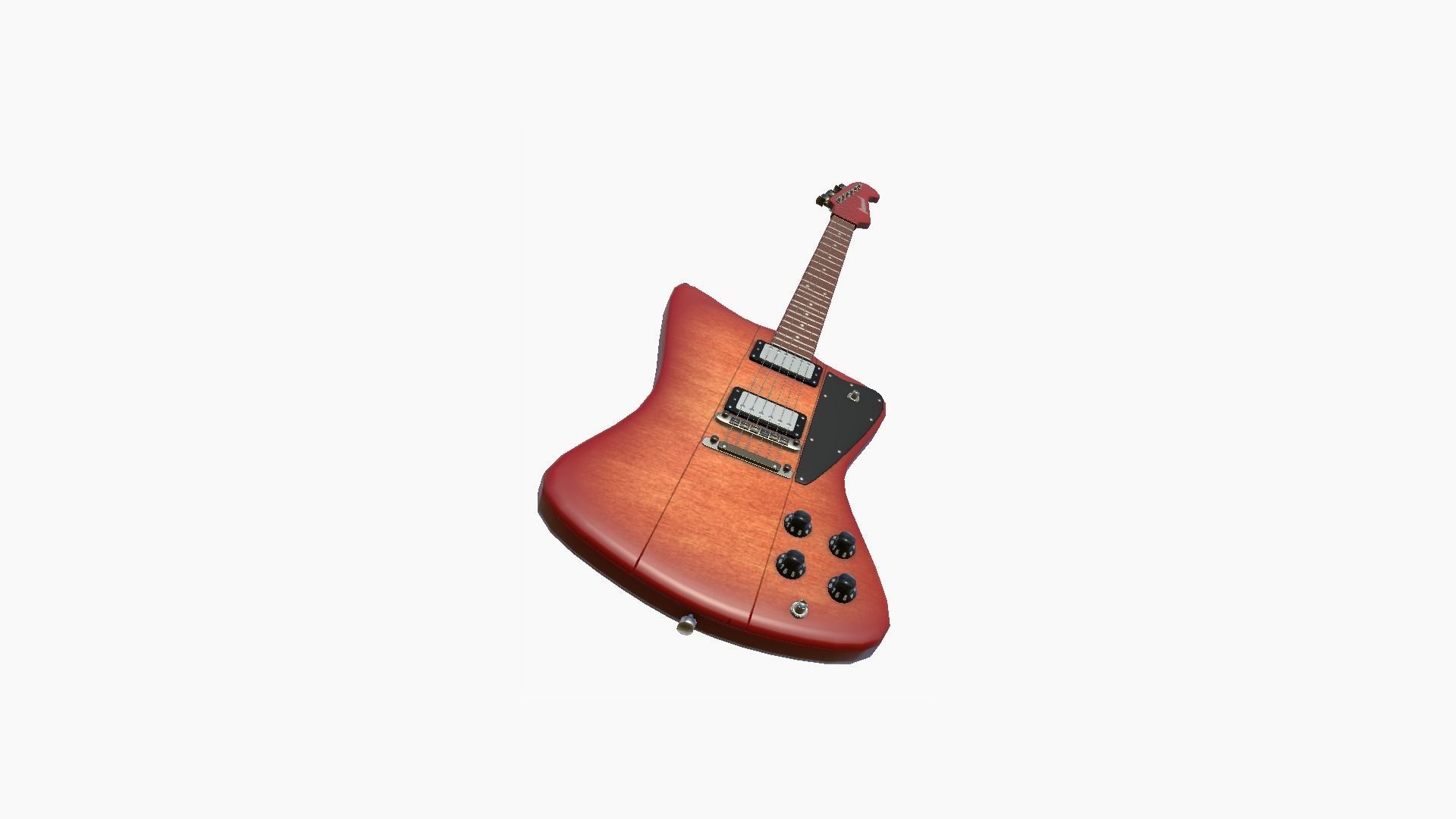 Electric Guitar G08 Red Wood - Music Instrument Design Low-poly 3D model_3