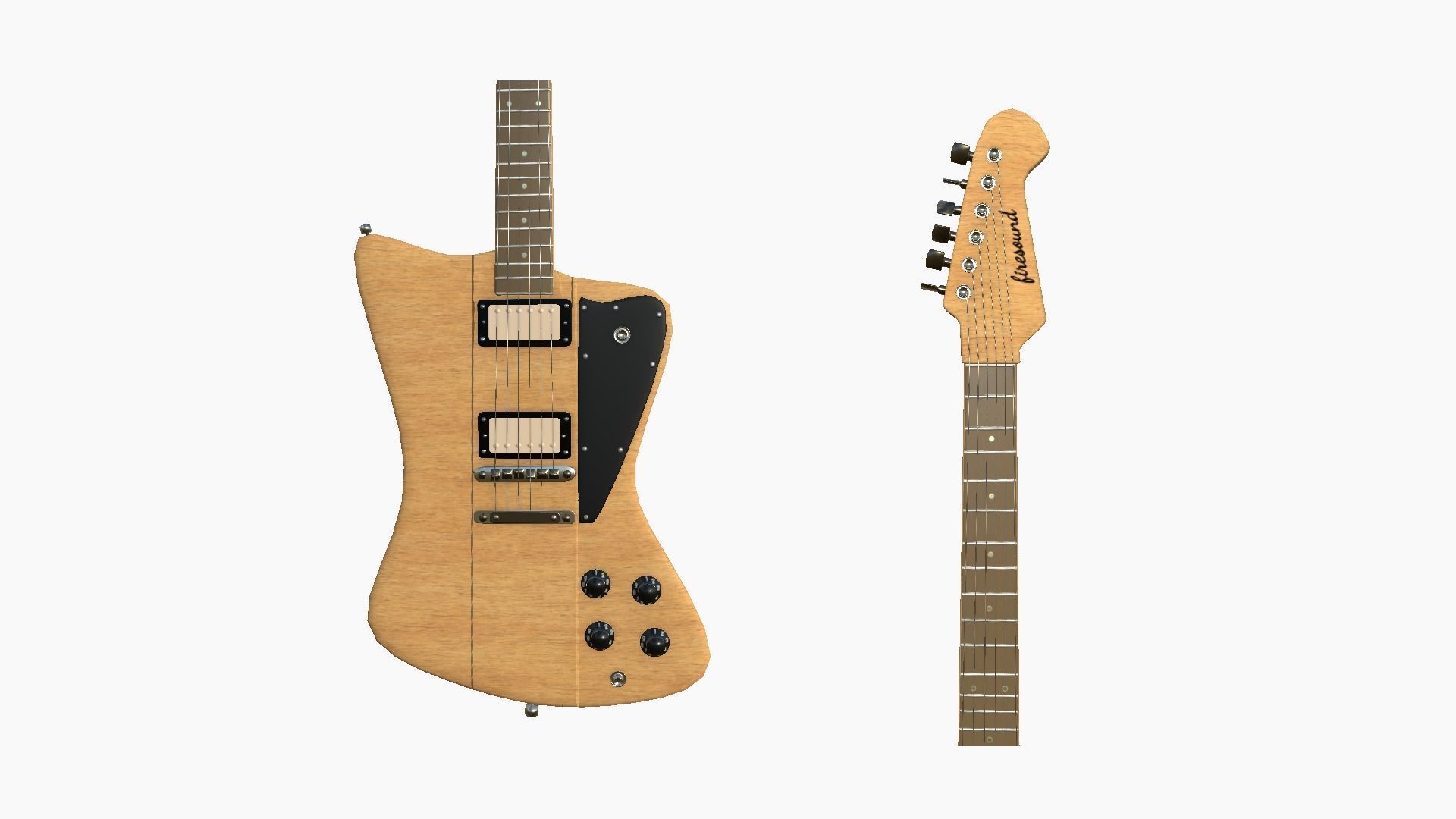 Electric Guitar G09 Light Wood - Music Instrument Design Low-poly 3D model_4
