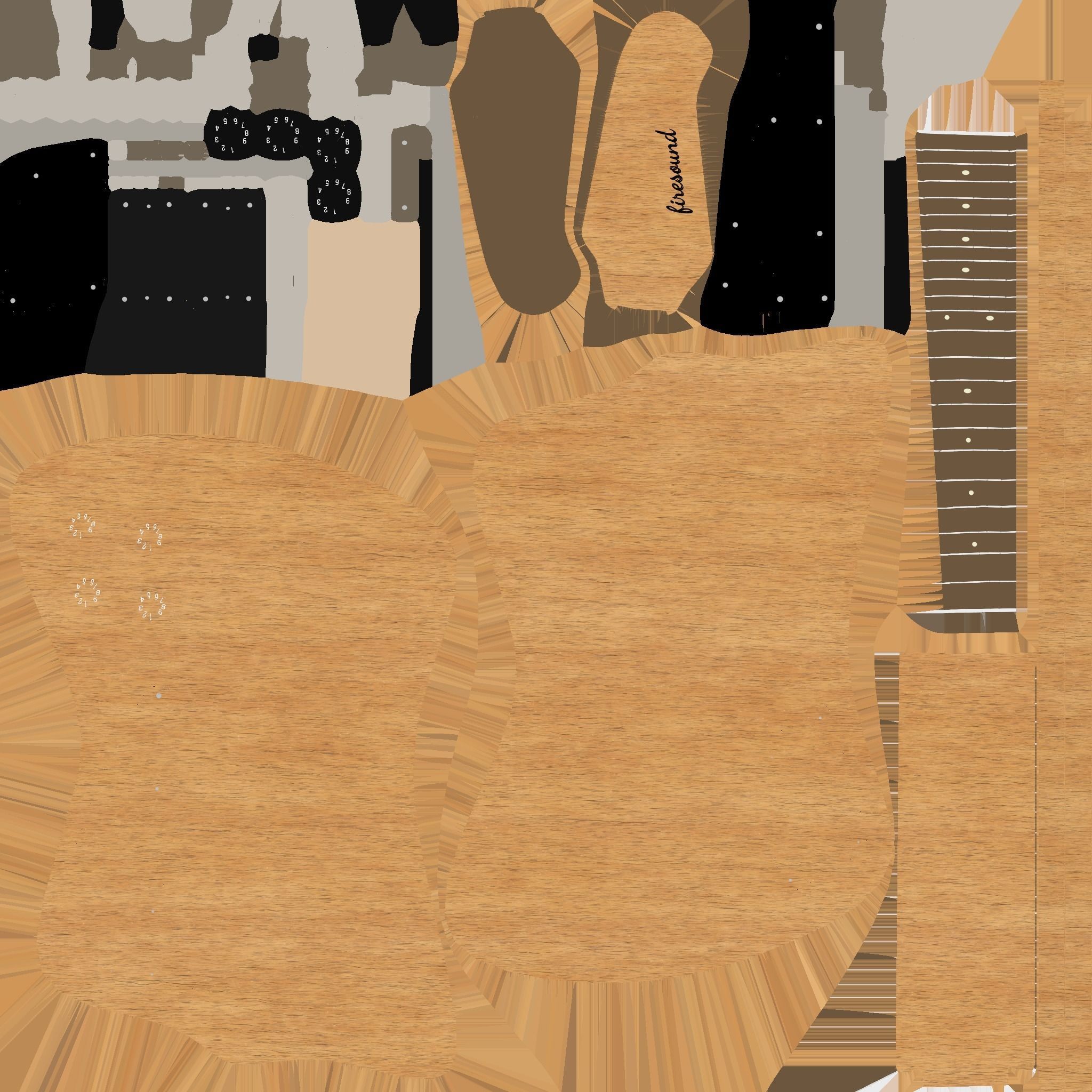 Electric Guitar G09 Light Wood - Music Instrument Design Low-poly 3D model_18