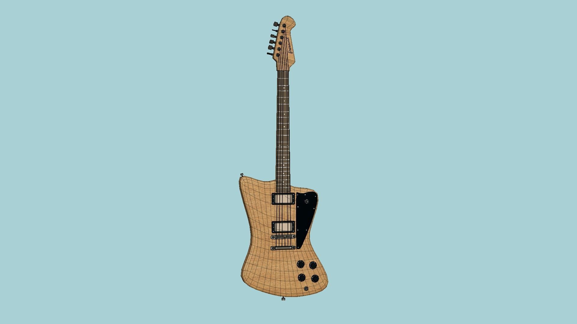 Electric Guitar G09 Light Wood - Music Instrument Design Low-poly 3D model_6