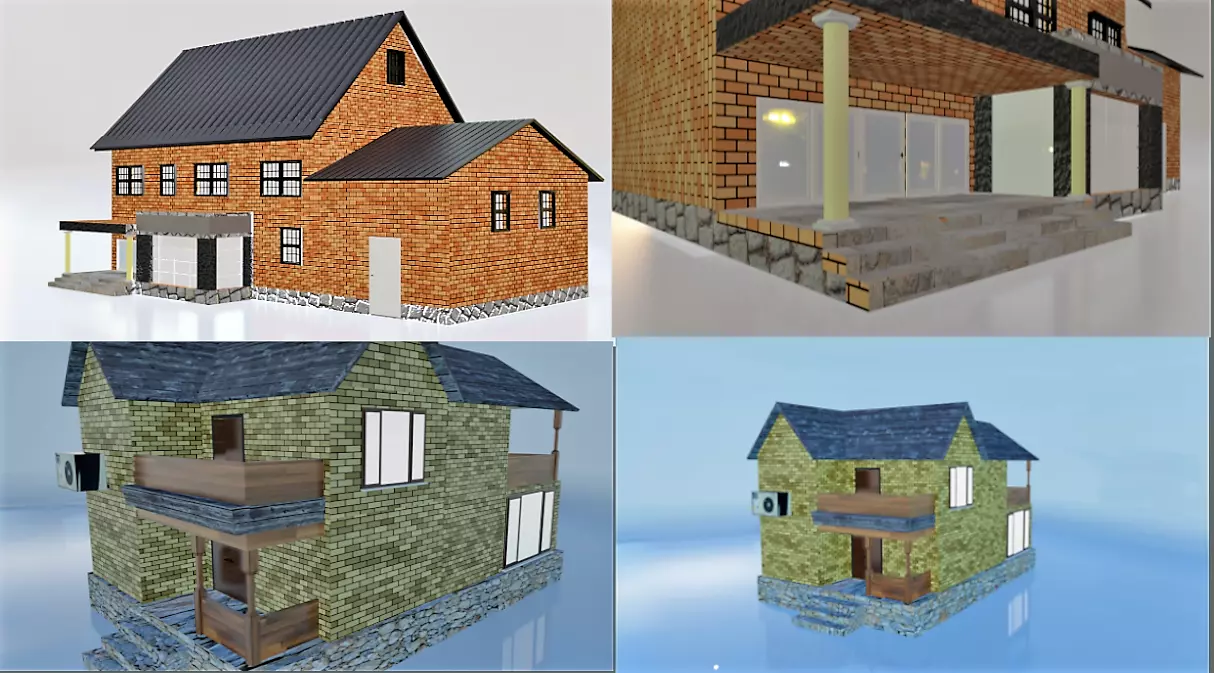 City House 2 3d exterior Models Low-poly 3D model_0