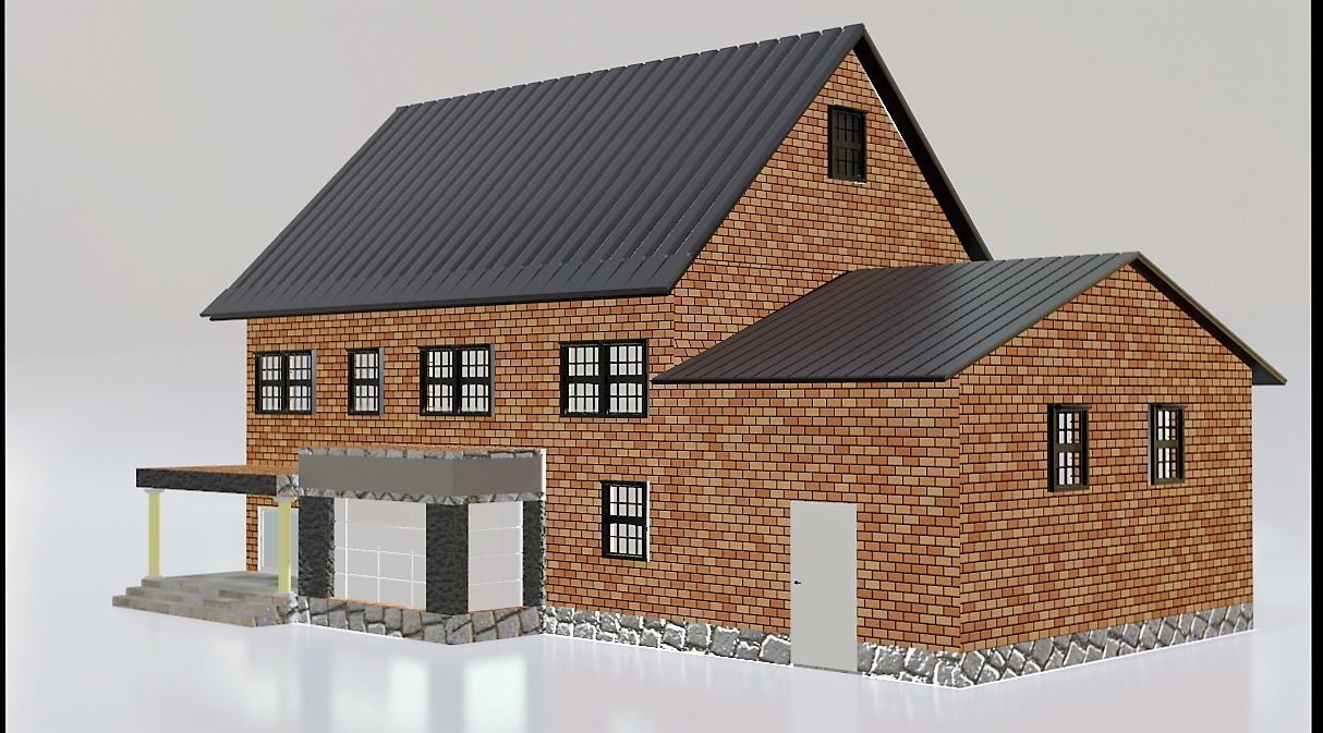 City House 2 3d exterior Models Low-poly 3D model_1