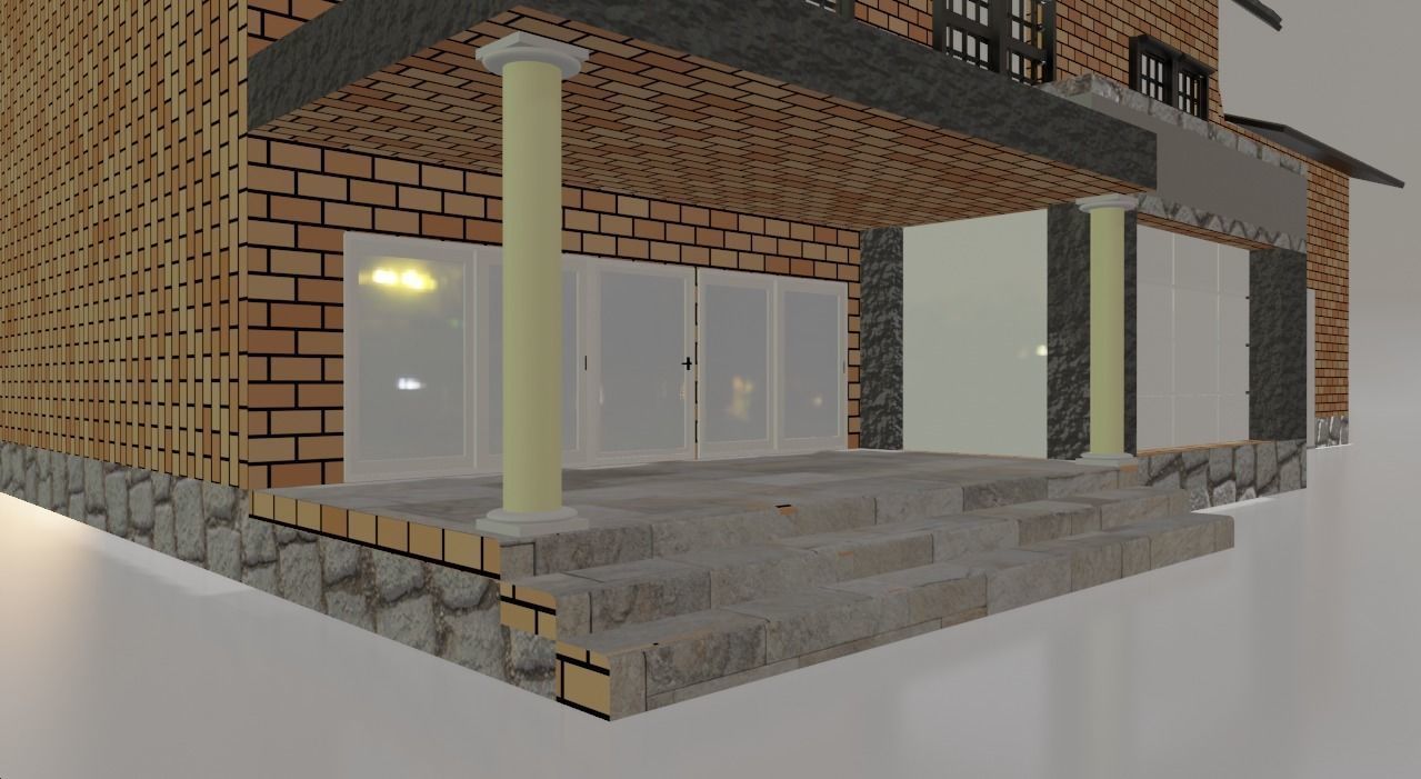 City House 2 3d exterior Models Low-poly 3D model_2