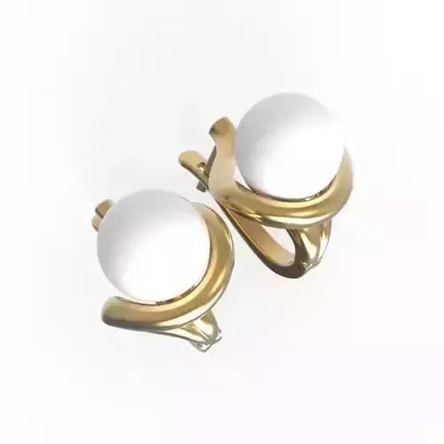 G0160 two gold plated earrings with pearls