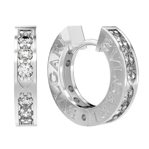 G0157 gold hoop earrings with diamonds 3D print model