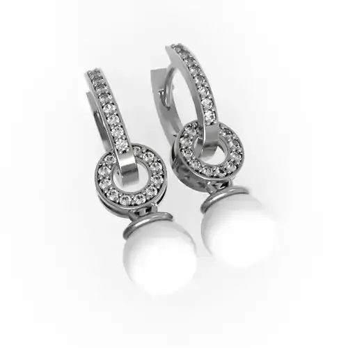 G0156 pair of earrings with pearls and diamonds