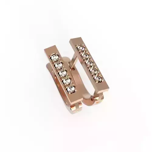 G0155 rose gold bar earring with diamonds