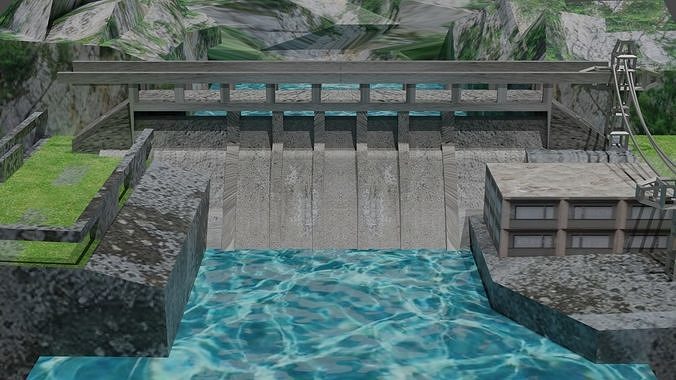 3D VIEW DAM WITH HIGH QUALITY TETXTURES Free 3D model