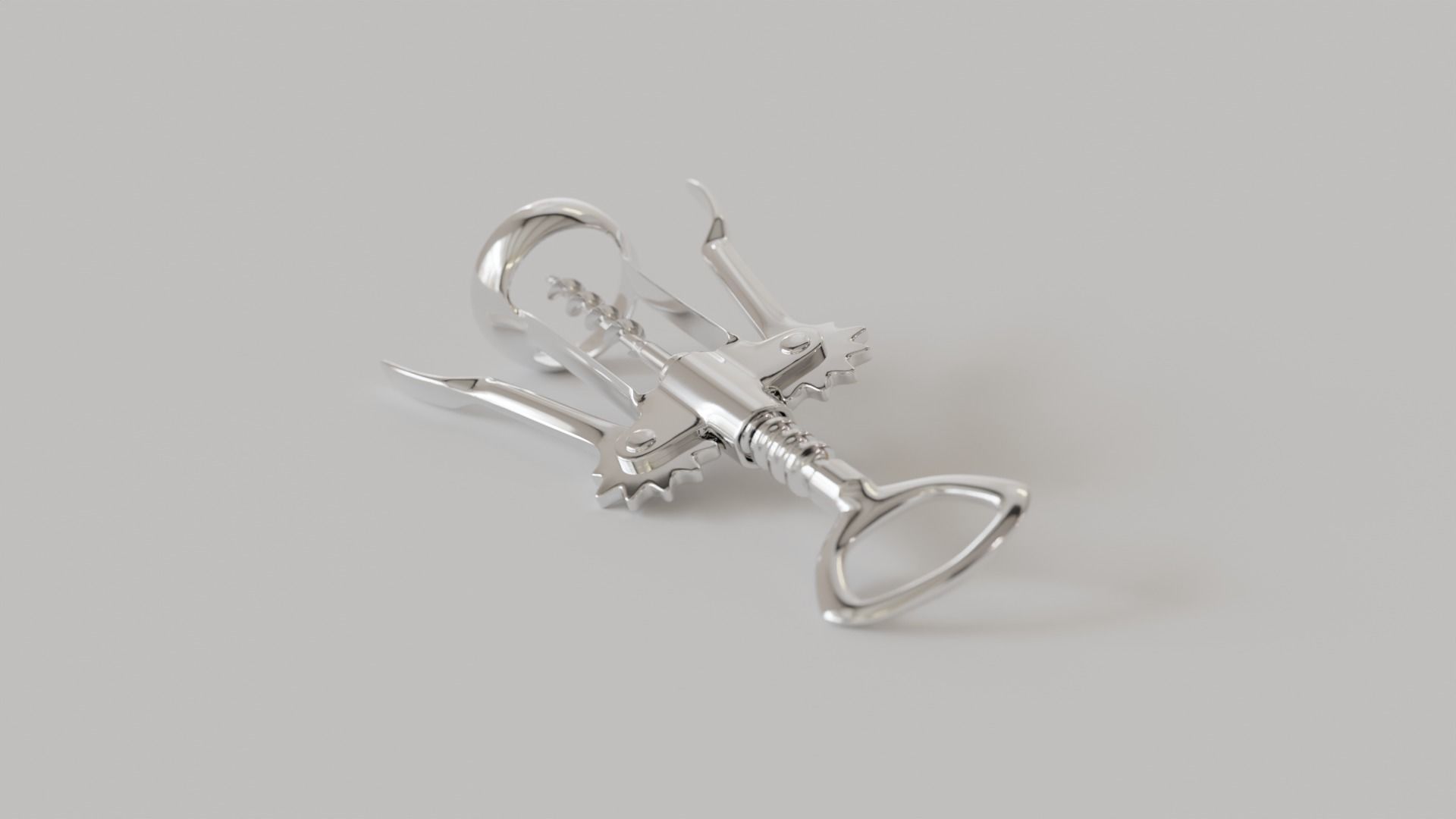 corkscrew silver wine Free 3D model_2
