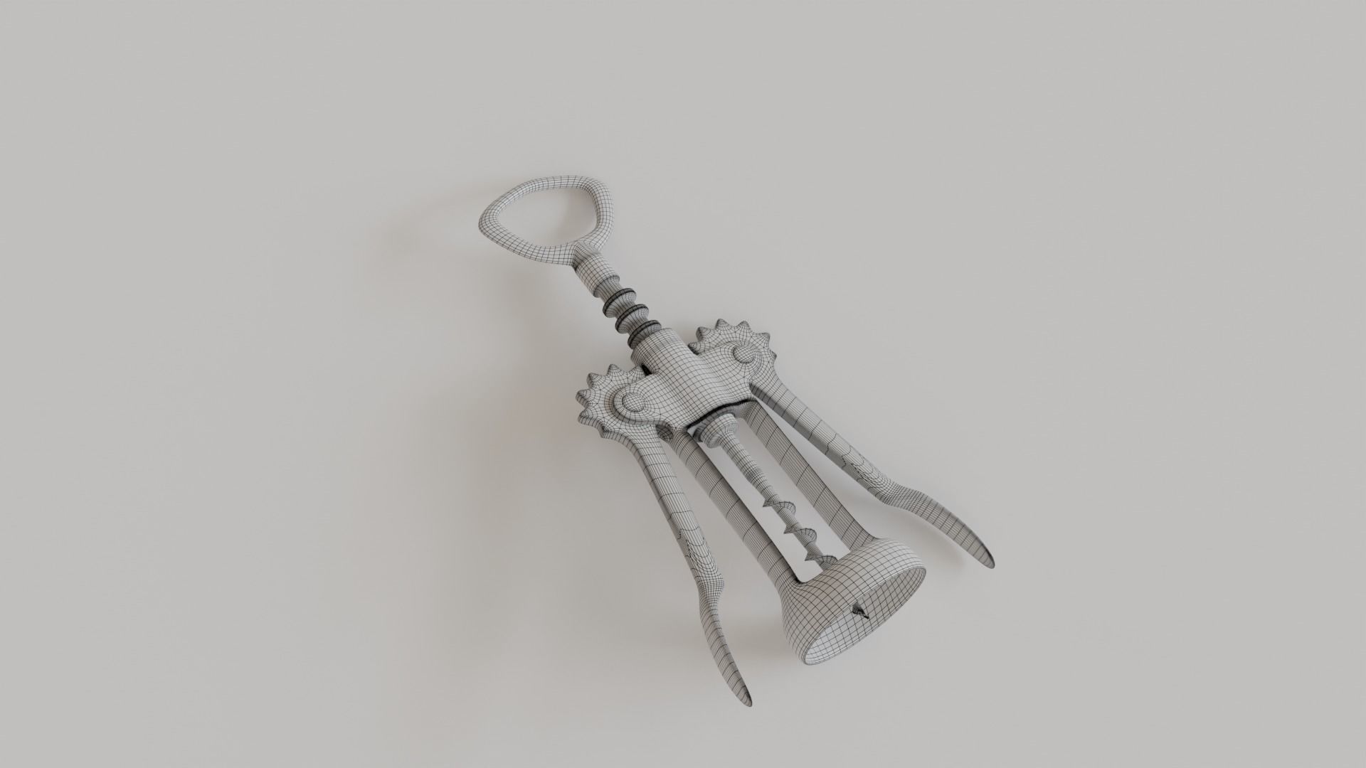 corkscrew silver wine Free 3D model_4