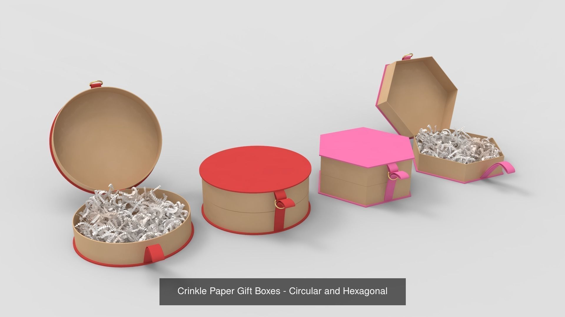 Crinkle Paper Gift Boxes - 6 Pack 3D Model Collection_2