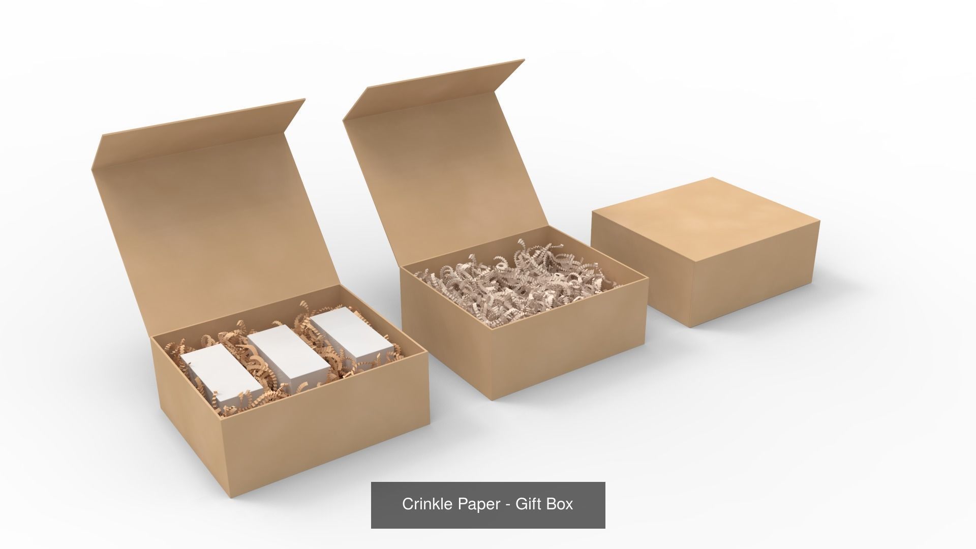 Crinkle Paper Gift Boxes - 6 Pack 3D Model Collection_1