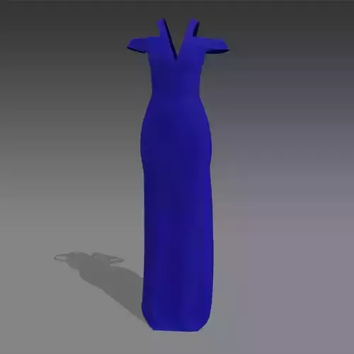 DRESS ELECTRIC BLUE LONG V SHAPE NECKLINE SLEVEE