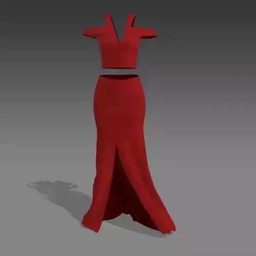 TWO PICES BLOUSE AND SKIRT RED MATTE LOOK SUIT