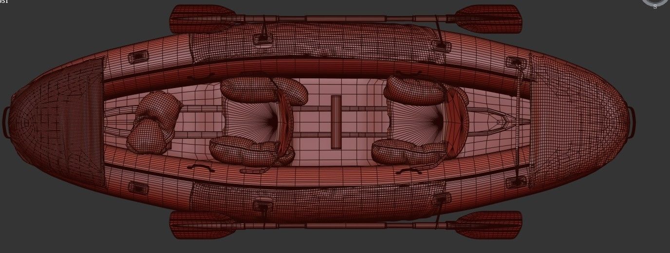 Can-Kayak-And-Paddles orange and raft 3D model_20