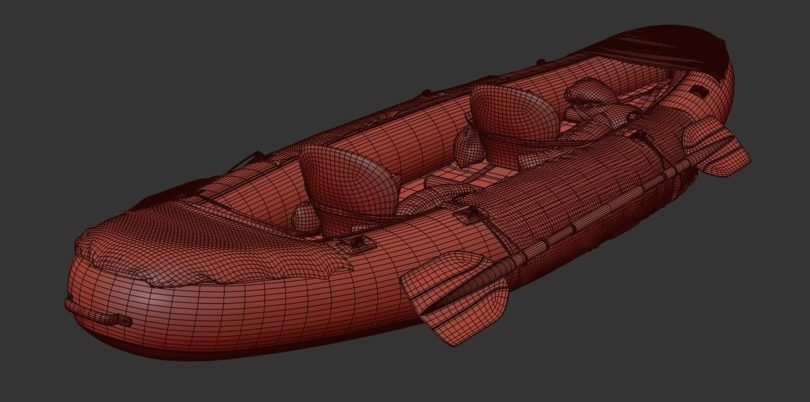 Can-Kayak-And-Paddles orange and raft 3D model_18