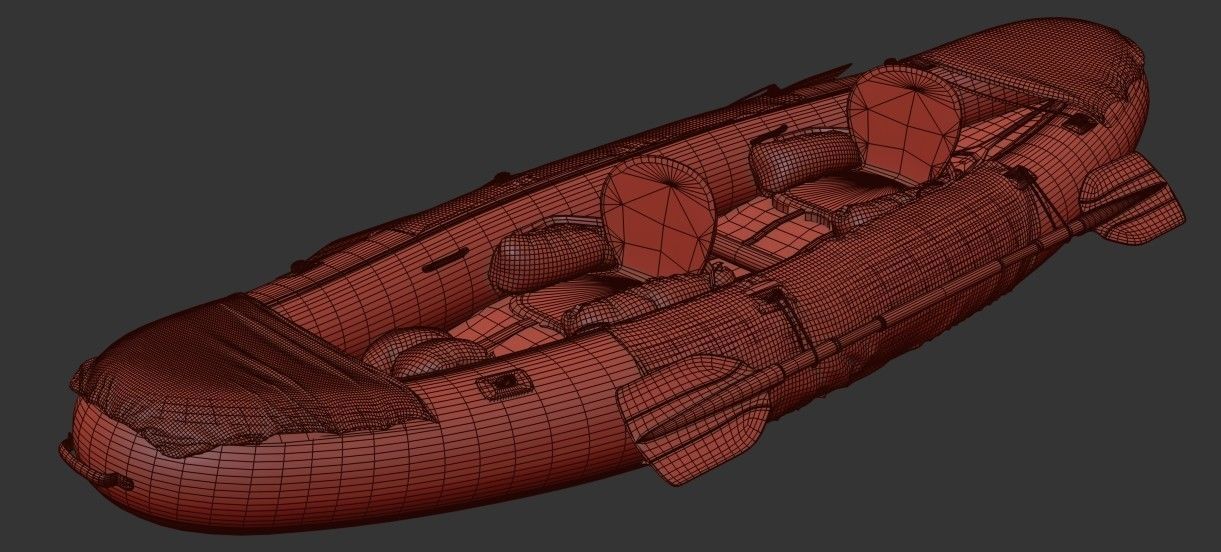 Can-Kayak-And-Paddles orange and raft 3D model_16