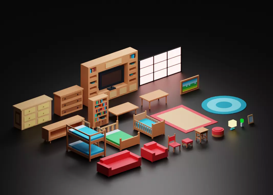 Furniture Asset Pack Free low-poly 3D model