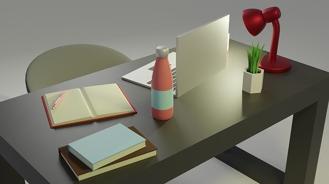 Simple Low Poly Home Office  Low-poly 3D model 4