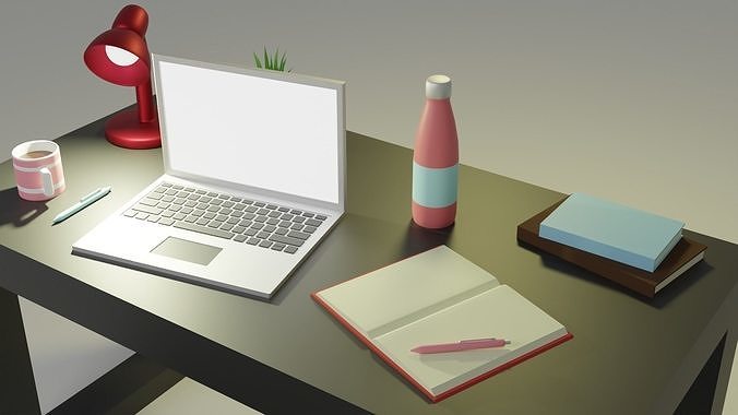 Simple Low Poly Home Office  Low-poly 3D model 5