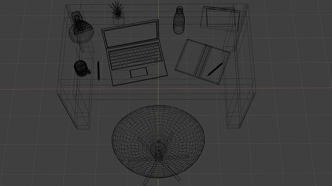 Simple Low Poly Home Office  Low-poly 3D model 7