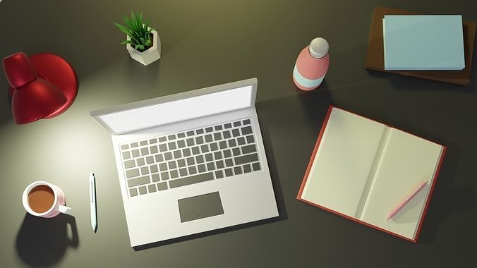 Simple Low Poly Home Office  Low-poly 3D model 6