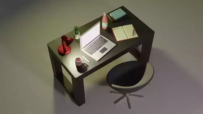 Simple Low Poly Home Office 