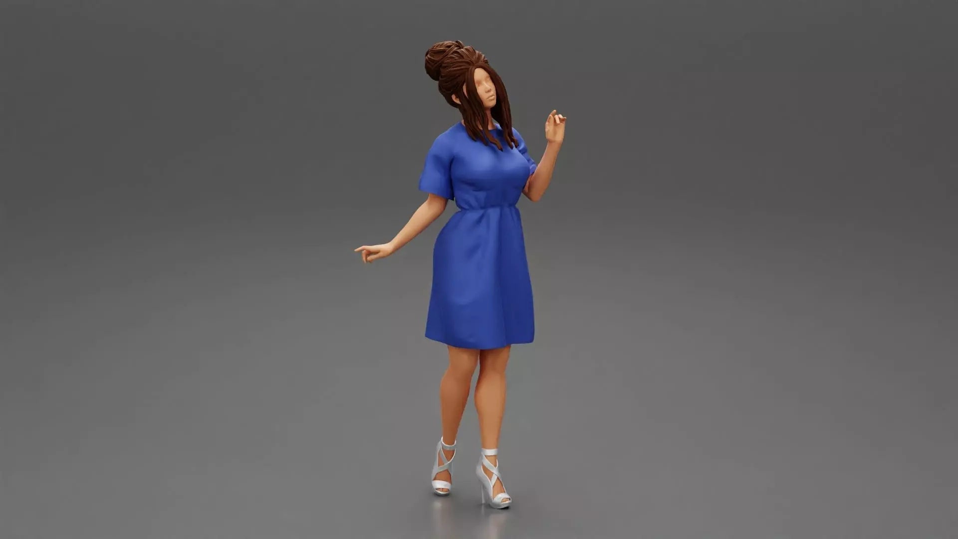 Beautiful Woman with Hair Style in Fashion Dress 3D print model